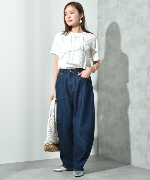 INTERPLANET（インタープラネット）の「カーブデニム（デニムパンツ・レディース・インディゴブルー/ブラック・マルチサイズ）」の6枚目の写真