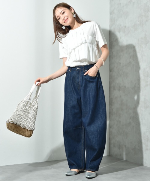 INTERPLANET（インタープラネット）の「カーブデニム（デニムパンツ・レディース・インディゴブルー/ブラック・マルチサイズ）」の7枚目の写真