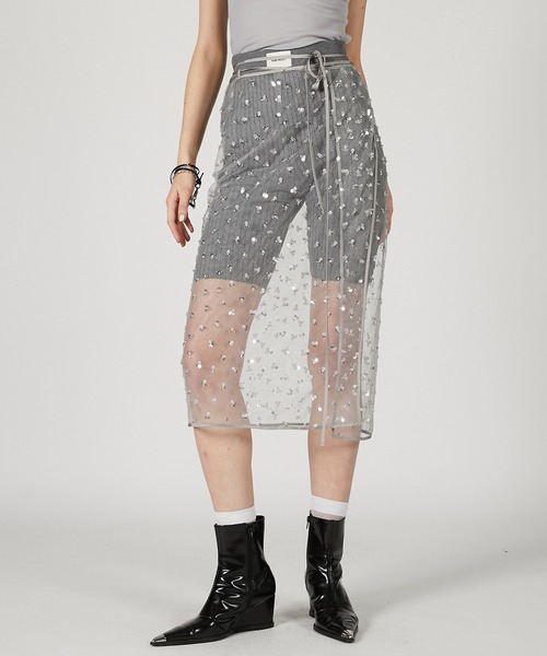 PRANK PROJECT（プランクプロジェクト）の「マルチエンブリッシュラップスカート / Multi-Embellished Wrap Skirt（スカート・レディース・ブラック/グレー・FREE）」の10枚目の写真