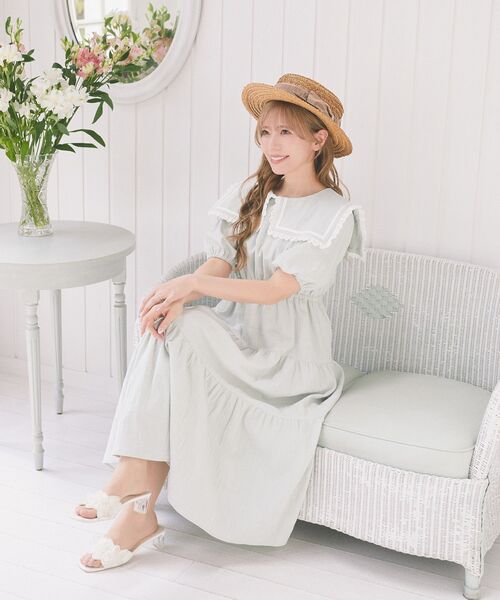 Areeam(アリーム)の「スクエアカラーティアードワンピース(ワンピース・レディース・オフホワイト/ライトグリーン・FREE)」の22枚目の写真