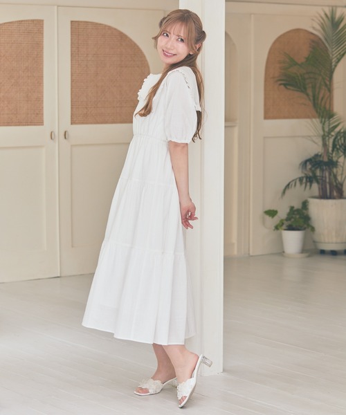 Areeam(アリーム)の「スクエアカラーティアードワンピース(ワンピース・レディース・オフホワイト/ライトグリーン・FREE)」の15枚目の写真