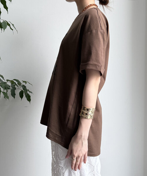 DouDou(ドゥドゥ)の「【WEB限定】ヘリンボーンロゴTEE(Tシャツ/カットソー・レディース・オフホワイト/ブラウン/ブラック・FREE)」の20枚目の写真