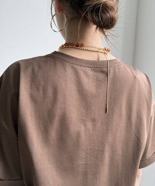 DouDou(ドゥドゥ)の「【WEB限定】ヘリンボーンロゴTEE(Tシャツ/カットソー・レディース・オフホワイト/ブラウン/ブラック・FREE)」の22枚目の写真