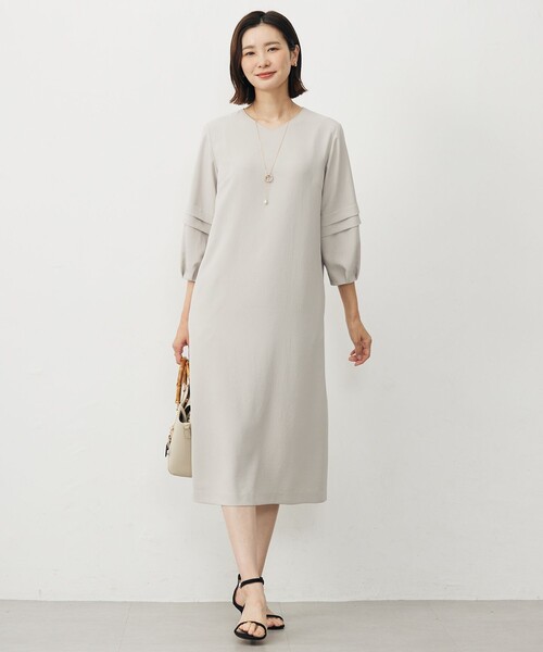 J.PRESS Ladies(J.プレス レディス)の「【洗える・吸水速乾・接触冷感・セットアップ対応】Light ジョーゼット ワンピース(ワンピース・レディース・ネイビー系/ブラック系/ベージュ系・XS/S)」の4枚目の写真