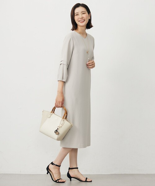 J.PRESS Ladies(J.プレス レディス)の「【洗える・吸水速乾・接触冷感・セットアップ対応】Light ジョーゼット ワンピース(ワンピース・レディース・ネイビー系/ブラック系/ベージュ系・XS/S)」の5枚目の写真