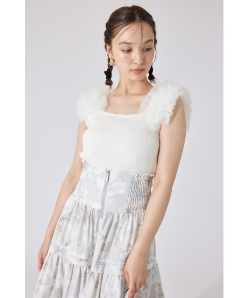 rienda(リエンダ)の「ショルダーチュールコンビニットトップス② サマーニット 夏服 ノースリーブトップス(ニット/セーター・レディース・アイボリー/ブラック/ブラウン・FREE)」の13枚目の写真