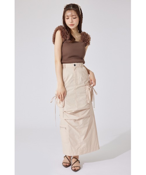 rienda(リエンダ)の「ショルダーチュールコンビニットトップス② サマーニット 夏服 ノースリーブトップス(ニット/セーター・レディース・アイボリー/ブラック/ブラウン・FREE)」の10枚目の写真