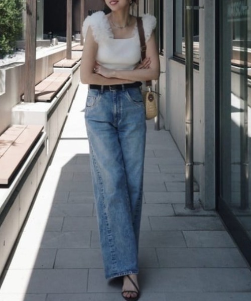 ショルダーチュールコンビニットトップス② サマーニット 夏服