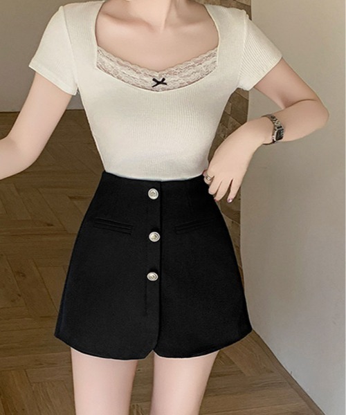 kirakiraShop(キラキラショップ)の「フロントボタン ミニ スカート パンツ(スカート・レディース・グレー/ブラック・S/M/L)」の20枚目の写真