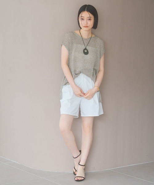 A part by（アパートバイ）の「ドゥースリネンコンショートパンツ（その他パンツ・レディース・オフホワイト/ブラック・SMALL/MEDIUM）」の4枚目の写真