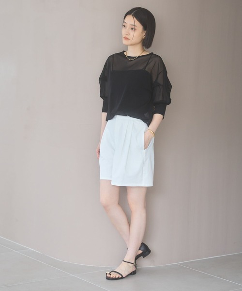 A part by（アパートバイ）の「ドゥースリネンコンショートパンツ（その他パンツ・レディース・オフホワイト/ブラック・SMALL/MEDIUM）」の8枚目の写真