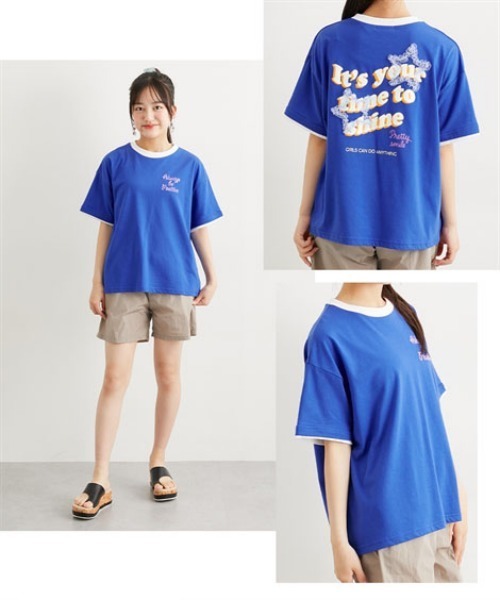 セール】ビッグシルエットチュール使いプリントTシャツ（女の子