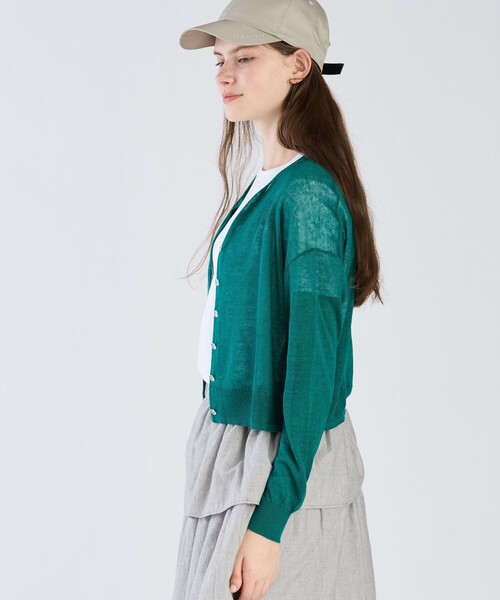 To b. by agnes b.(トゥービーバイアニエスベー)の「シアーニット カーディガン(カーディガン/ボレロ・レディース・グリーン・FREE)」の3枚目の写真