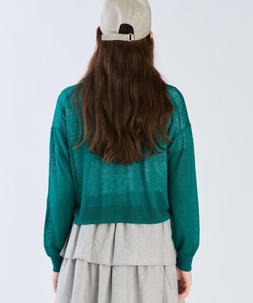 To b. by agnes b.(トゥービーバイアニエスベー)の「シアーニット カーディガン(カーディガン/ボレロ・レディース・グリーン・FREE)」の4枚目の写真