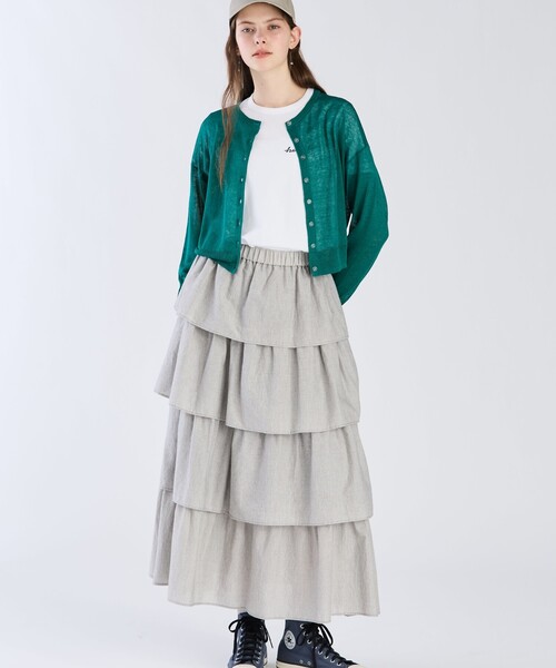 To b. by agnes b.(トゥービーバイアニエスベー)の「シアーニット カーディガン(カーディガン/ボレロ・レディース・グリーン・FREE)」の5枚目の写真