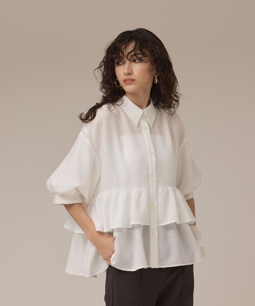 Diagram（ダイアグラム）の「ティアードシャツチュニック（シャツ/ブラウス・レディース・ピンク/ホワイト・38/36）」の2枚目の写真