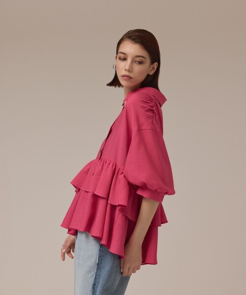 Diagram（ダイアグラム）の「ティアードシャツチュニック（シャツ/ブラウス・レディース・ピンク/ホワイト・38/36）」の5枚目の写真