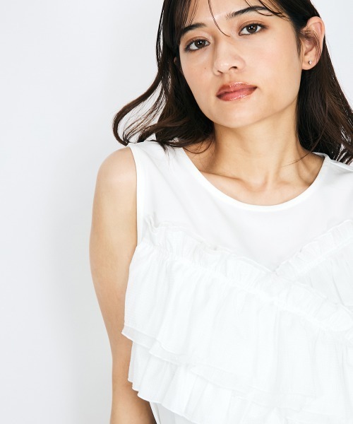 QUEENS COURT(クイーンズコート)の「シフォンフリルノースリブラウス≪手洗い可能≫(シャツ/ブラウス・レディース・オフホワイト/ブラック・M)」の20枚目の写真
