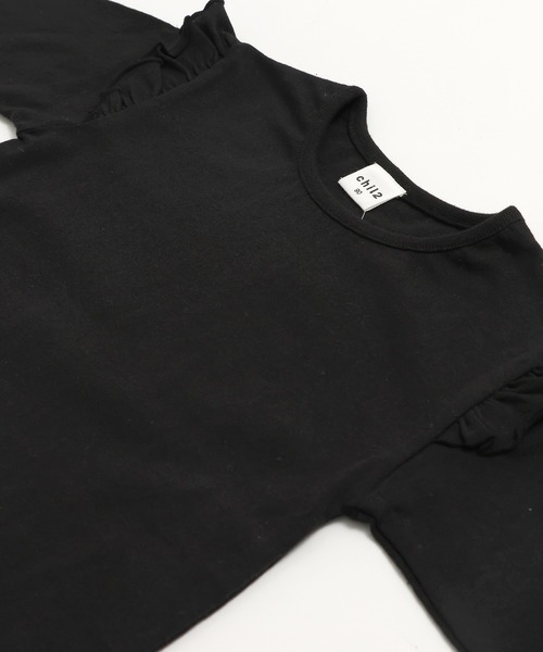 chil2(チルツー)の「綿100% 無地 フリル長袖Tシャツ(Tシャツ/カットソー・キッズ・ミント/スモークピンク/ラベンダー/オートミール/ホワイト/ブラック・150cm/90cm/110cm/100cm/120cm/130cm/140cm/80cm)」の10枚目の写真