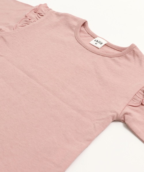 chil2(チルツー)の「綿100% 無地 フリル長袖Tシャツ(Tシャツ/カットソー・キッズ・ミント/スモークピンク/ラベンダー/オートミール/ホワイト/ブラック・150cm/90cm/110cm/100cm/120cm/130cm/140cm/80cm)」の11枚目の写真