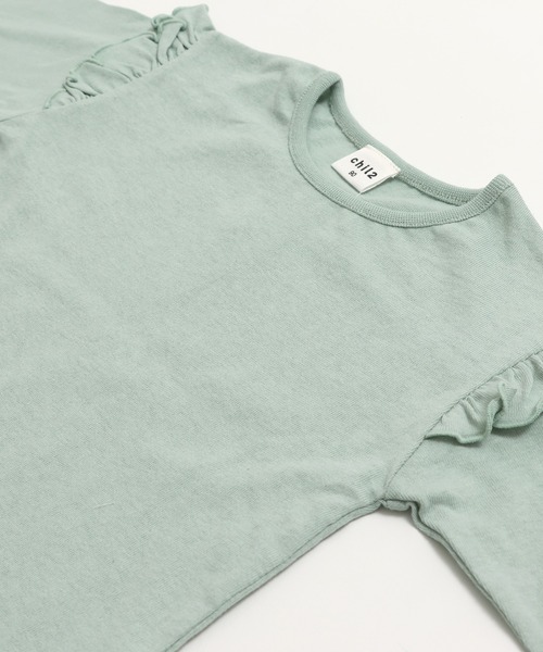 chil2(チルツー)の「綿100% 無地 フリル長袖Tシャツ(Tシャツ/カットソー・キッズ・ミント/スモークピンク/ラベンダー/オートミール/ホワイト/ブラック・150cm/90cm/110cm/100cm/120cm/130cm/140cm/80cm)」の13枚目の写真