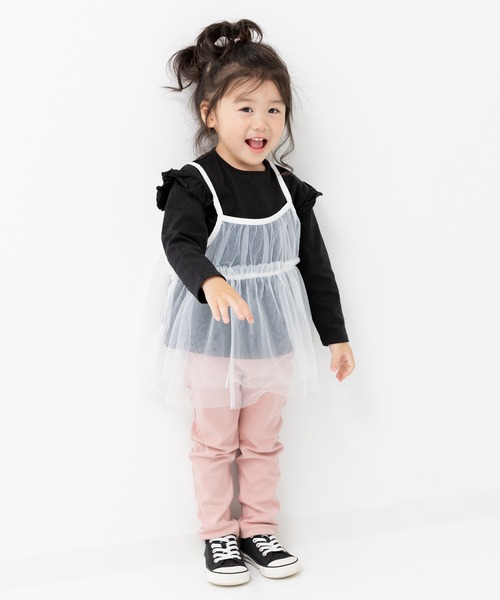 chil2(チルツー)の「綿100% 無地 フリル長袖Tシャツ(Tシャツ/カットソー・キッズ・ミント/スモークピンク/ラベンダー/オートミール/ホワイト/ブラック・150cm/90cm/110cm/100cm/120cm/130cm/140cm/80cm)」の14枚目の写真