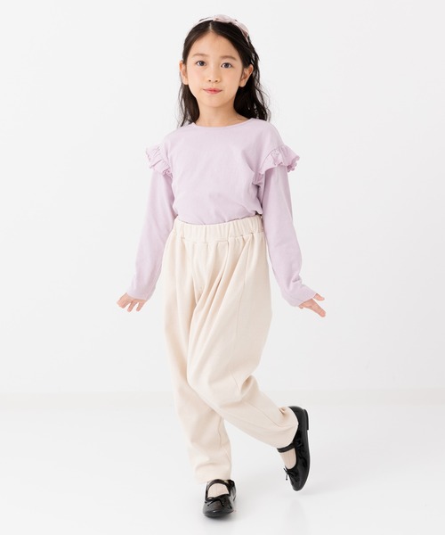 chil2(チルツー)の「綿100% 無地 フリル長袖Tシャツ(Tシャツ/カットソー・キッズ・ミント/スモークピンク/ラベンダー/オートミール/ホワイト/ブラック・150cm/90cm/110cm/100cm/120cm/130cm/140cm/80cm)」の17枚目の写真