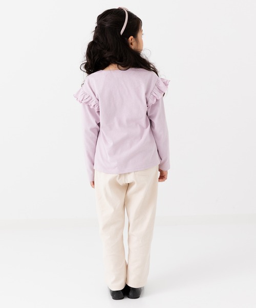 chil2(チルツー)の「綿100% 無地 フリル長袖Tシャツ(Tシャツ/カットソー・キッズ・ミント/スモークピンク/ラベンダー/オートミール/ホワイト/ブラック・150cm/90cm/110cm/100cm/120cm/130cm/140cm/80cm)」の19枚目の写真