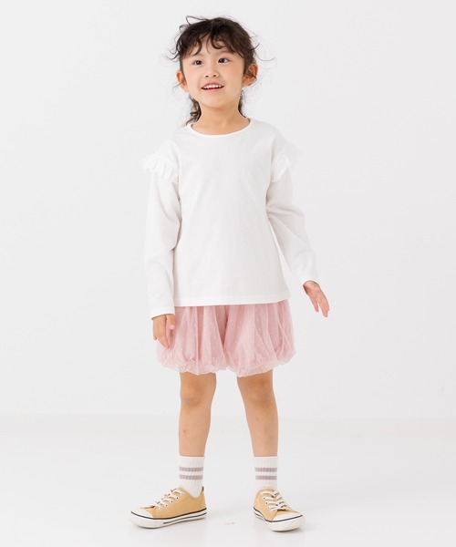 chil2(チルツー)の「綿100% 無地 フリル長袖Tシャツ(Tシャツ/カットソー・キッズ・ミント/スモークピンク/ラベンダー/オートミール/ホワイト/ブラック・150cm/90cm/110cm/100cm/120cm/130cm/140cm/80cm)」の21枚目の写真