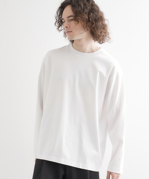tk.TAKEO KIKUCHI(ティーケータケオキクチ)の「ダブルシルエットスムースカットソー(Tシャツ/カットソー・メンズ・ホワイト/ブラック・02/03/01)」の4枚目の写真