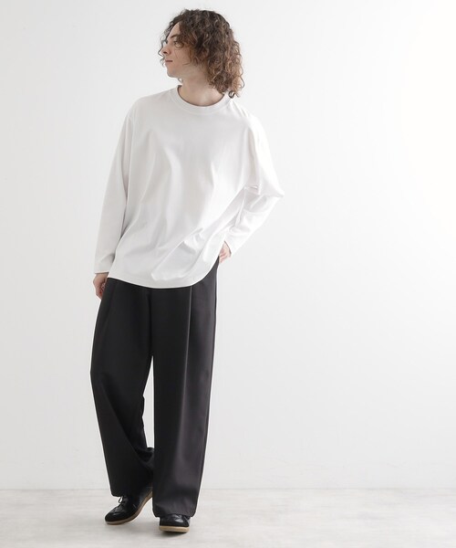 tk.TAKEO KIKUCHI(ティーケータケオキクチ)の「ダブルシルエットスムースカットソー(Tシャツ/カットソー・メンズ・ホワイト/ブラック・02/03/01)」の5枚目の写真