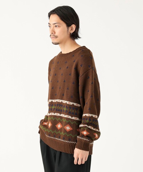 B:MING by BEAMS（ビーミングバイビームス）の「3.5ゲージ フェアアイル ニット（ユニセックス）（ニット/セーター・メンズ・ブラウン/ネイビー・S/M/L/XL）」の6枚目の写真