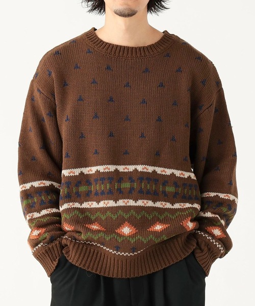 B:MING by BEAMS（ビーミングバイビームス）の「3.5ゲージ フェアアイル ニット（ユニセックス）（ニット/セーター・メンズ・ブラウン/ネイビー・S/M/L/XL）」の2枚目の写真