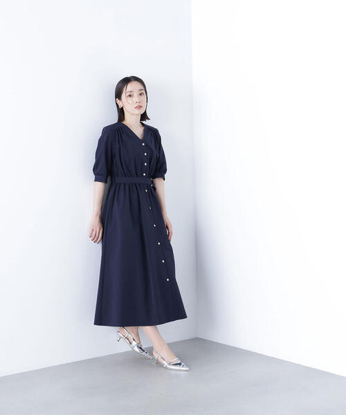 NATURAL BEAUTY BASIC（ナチュラルビューティーベーシック）の「◇ゴールドボタンベルテッドワンピース（ワンピース・レディース・ネイビー/オレンジ・MEDIUM/SMALL）」の21枚目の写真