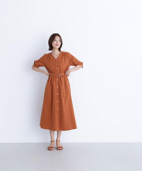 ★ChicLine★ テリア ゴールドボタン ベルトワンピース 902750-001.jpg