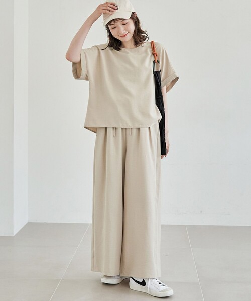 セール】【セットアイテム】リネンタッチTブラウスセットアップ