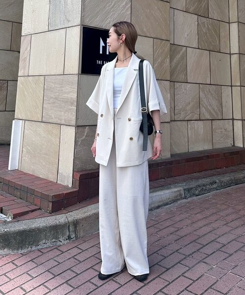 CIAOPANIC TYPY（チャオパニックティピー）の「≪3サイズ展開≫テックリネンワイドパンツ（スラックス・レディース・グレー/アイボリー/ブラック/ブラウン/ベージュ・MEDIUM/LARGE/SMALL）」の6枚目の写真