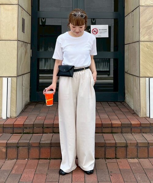 セール】≪3サイズ展開≫テックリネンワイドパンツ（スラックス