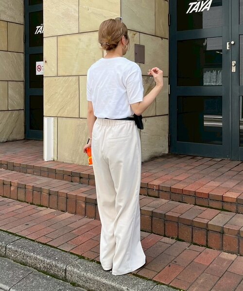 セール】≪3サイズ展開≫テックリネンワイドパンツ（スラックス