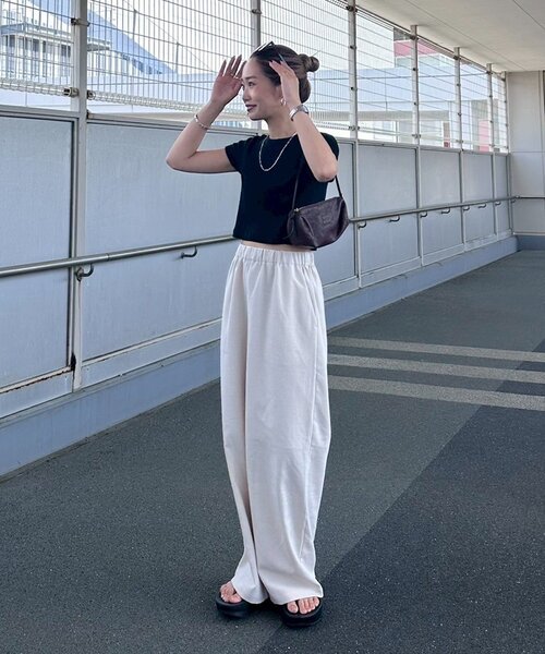 CIAOPANIC TYPY（チャオパニックティピー）の「≪3サイズ展開≫テックリネンワイドパンツ（スラックス・レディース・グレー/アイボリー/ブラック/ブラウン/ベージュ・MEDIUM/LARGE/SMALL）」の18枚目の写真