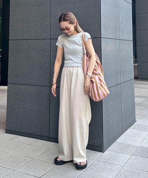 CIAOPANIC TYPY（チャオパニックティピー）の「≪3サイズ展開≫テックリネンワイドパンツ（スラックス・レディース・グレー/アイボリー/ブラック/ブラウン/ベージュ・MEDIUM/LARGE/SMALL）」の21枚目の写真