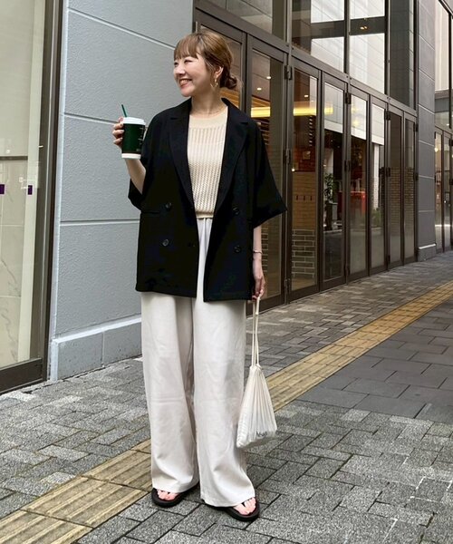 CIAOPANIC TYPY（チャオパニックティピー）の「≪3サイズ展開≫テックリネンワイドパンツ（スラックス・レディース・グレー/アイボリー/ブラック/ブラウン/ベージュ・MEDIUM/LARGE/SMALL）」の22枚目の写真