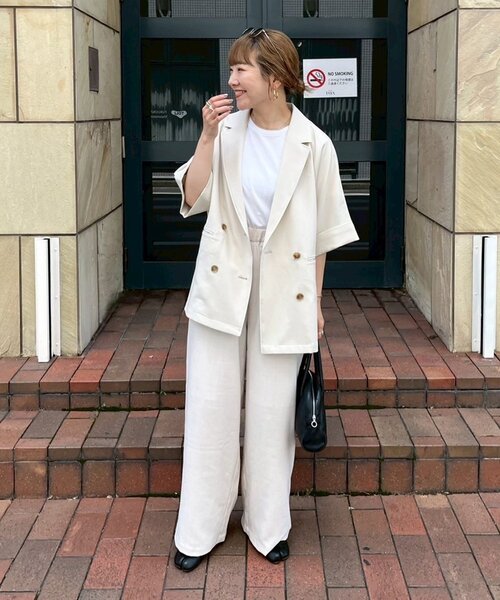 CIAOPANIC TYPY（チャオパニックティピー）の「≪3サイズ展開≫テックリネンワイドパンツ（スラックス・レディース・グレー/アイボリー/ブラック/ブラウン/ベージュ・MEDIUM/LARGE/SMALL）」の15枚目の写真