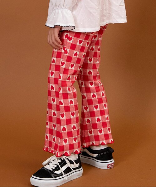 BREEZE（ブリーズ）の「【リンク/ジュニア対応】総柄ジャガードフレアパンツ（その他パンツ・キッズ・レッド/オレンジ/ブラック/サックスブルー・80/90/100/110/120/130/140）」の4枚目の写真