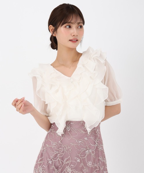 MISCH MASCH(ミッシュマッシュ)の「フリルレイヤードブラウス(シャツ/ブラウス・レディース・ブラック/パープル/ホワイト・フリ-)」の9枚目の写真