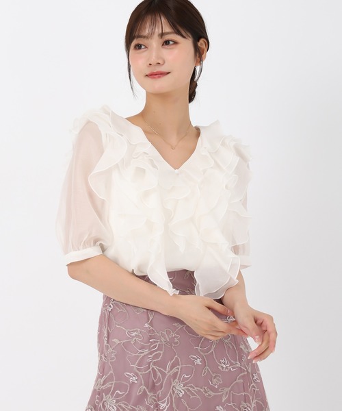 MISCH MASCH(ミッシュマッシュ)の「フリルレイヤードブラウス(シャツ/ブラウス・レディース・ブラック/パープル/ホワイト・フリ-)」の10枚目の写真