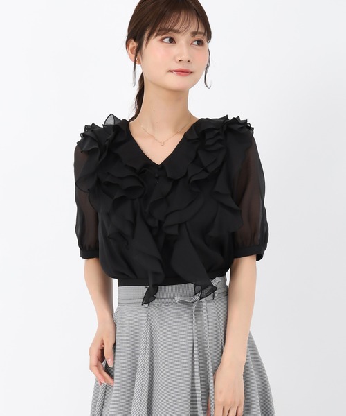 MISCH MASCH(ミッシュマッシュ)の「フリルレイヤードブラウス(シャツ/ブラウス・レディース・ブラック/パープル/ホワイト・フリ-)」の12枚目の写真