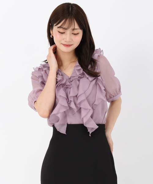 MISCH MASCH(ミッシュマッシュ)の「フリルレイヤードブラウス(シャツ/ブラウス・レディース・ブラック/パープル/ホワイト・フリ-)」の14枚目の写真