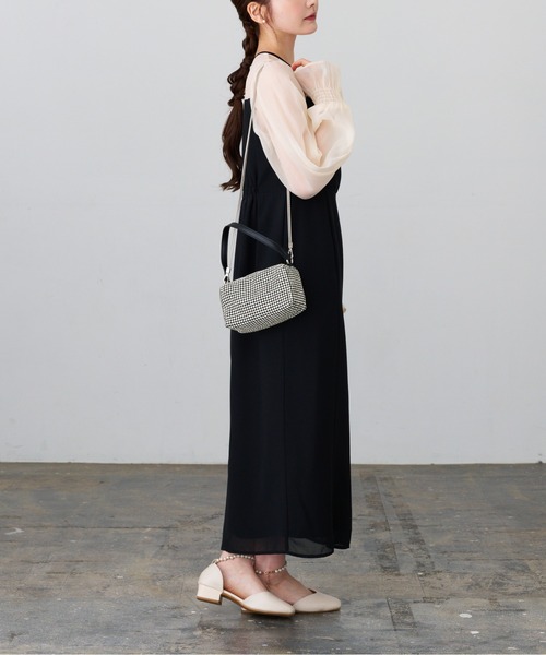 ラインストーンスクエアバッグ（ハンドバッグ）｜&Robu