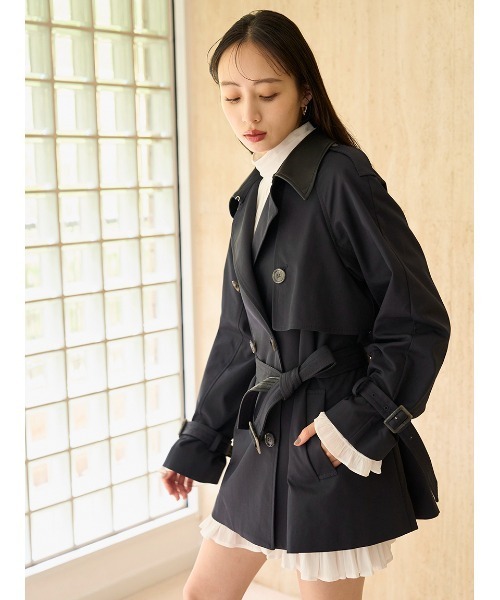SNIDEL レザーベルト トレンチコート アイボリー / 0 Sサイズ SNIDEL レザーベルト トレンチコート アイボリー / 0 Sサイズ